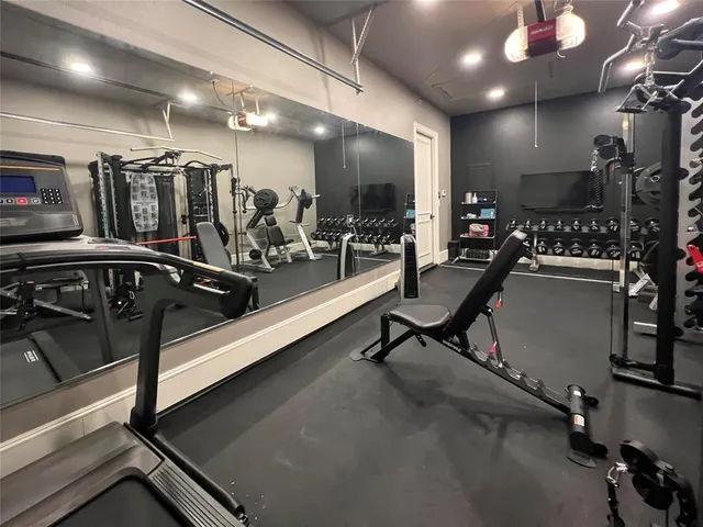 a view of a room with gym equipment