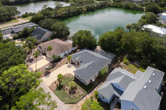 an aerial view of a house
