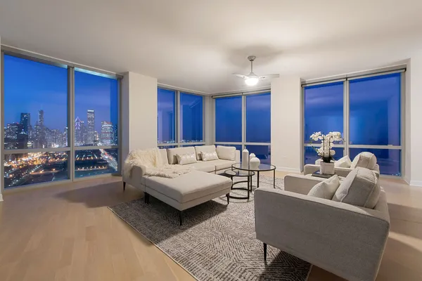 a living room with furniture