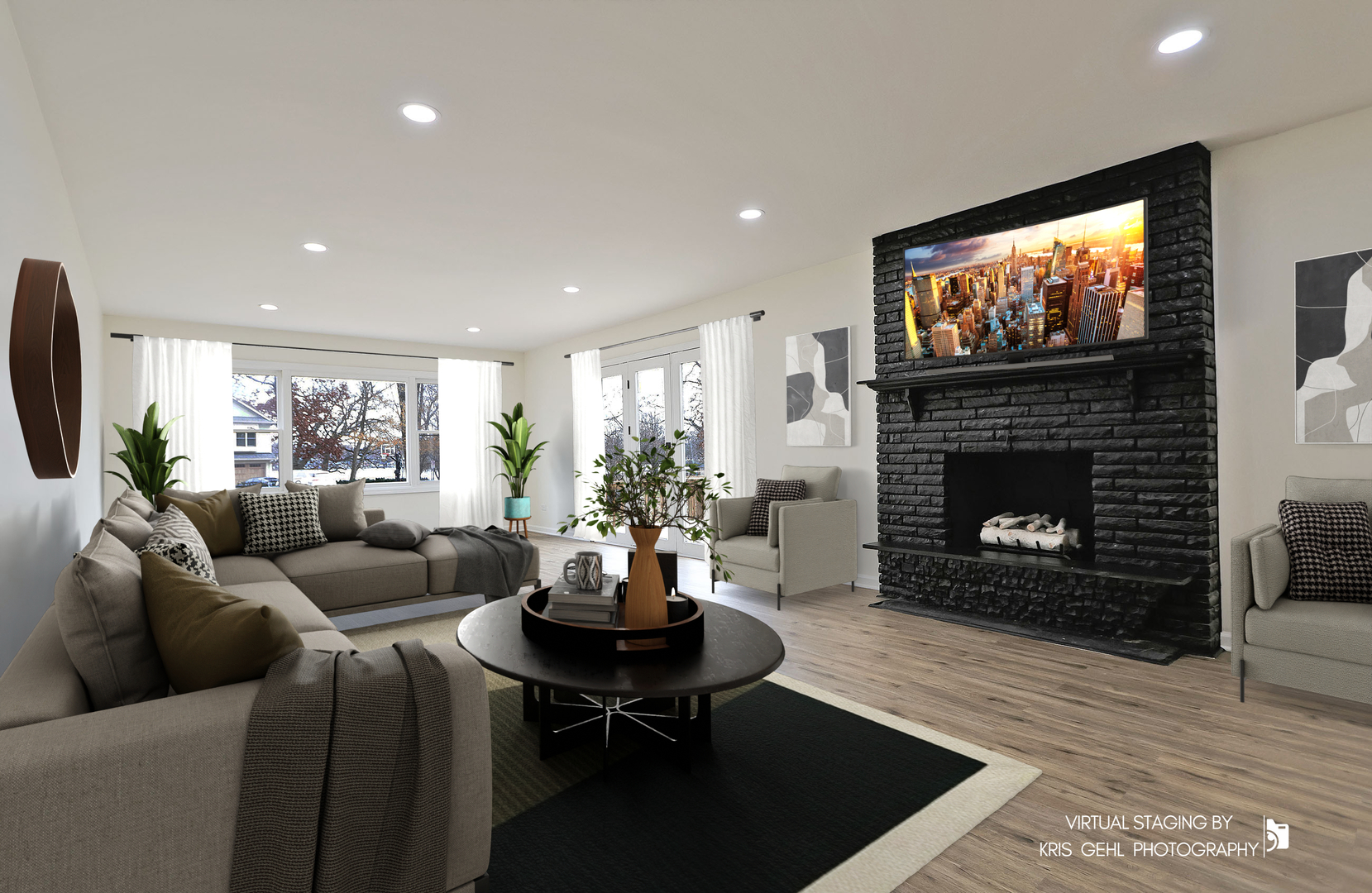 18653 West Willow Point Road Grayslake, IL 60030 - Photo 15 of 49 a living room with furniture a flat screen tv and a fireplace