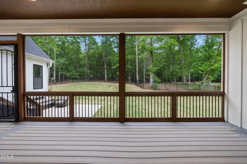 a view of a wooden balcony