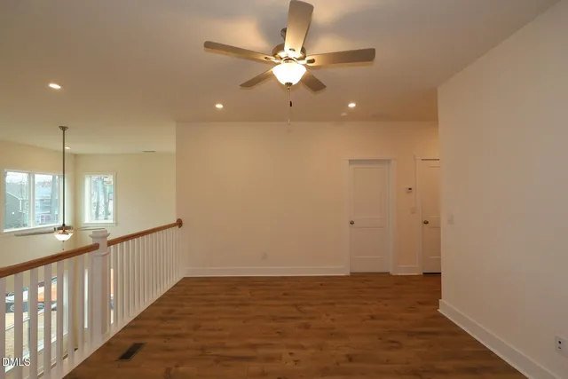 a view of a livingroom with a fan
