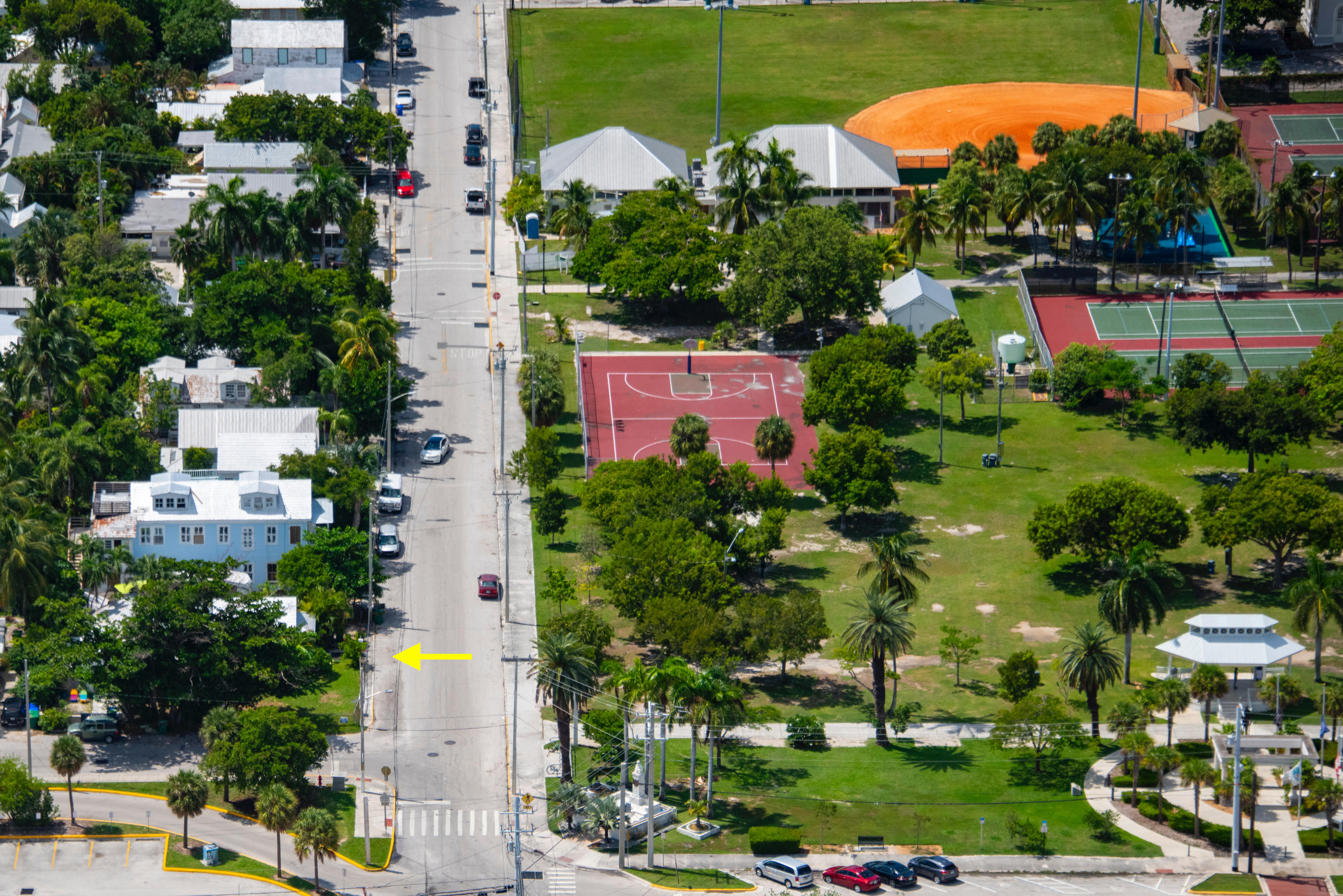 1438 Virginia Street Key West, FL 33040 - Photo 29 of 37 an aerial view of a house with a garden and swimming pool