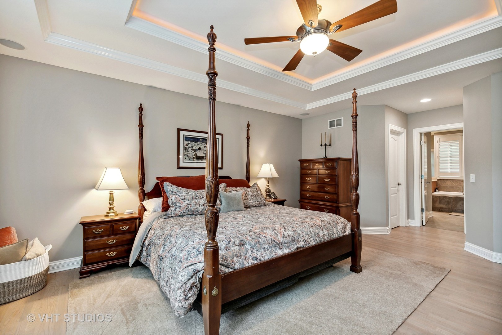 8902 Voss Road Marengo, IL 60152 - Photo 21 of 35 a bedroom with a bed and a chandelier