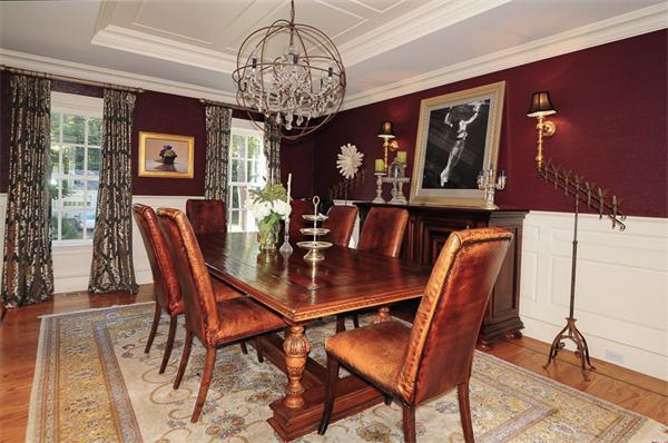 23 Suffolk Road Wellesley, MA 02481 - Photo 5 of 26 a view of a dining room with furniture a chandelier and wooden floor