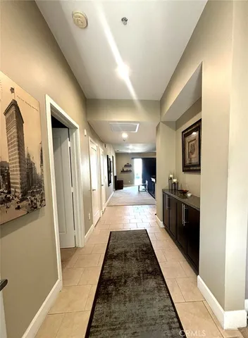 a view of a hallway with a couch