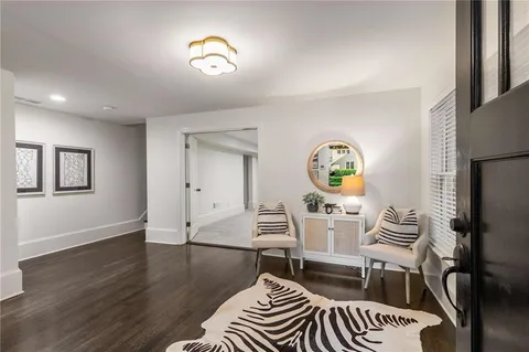 a living room with a couch and a table