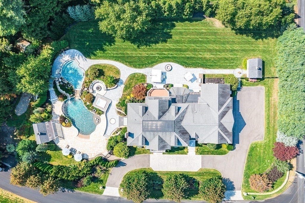 11 Village Lane Needham, MA 02492 - Photo 42 of 42 an aerial view of residential house with outdoor space and pool