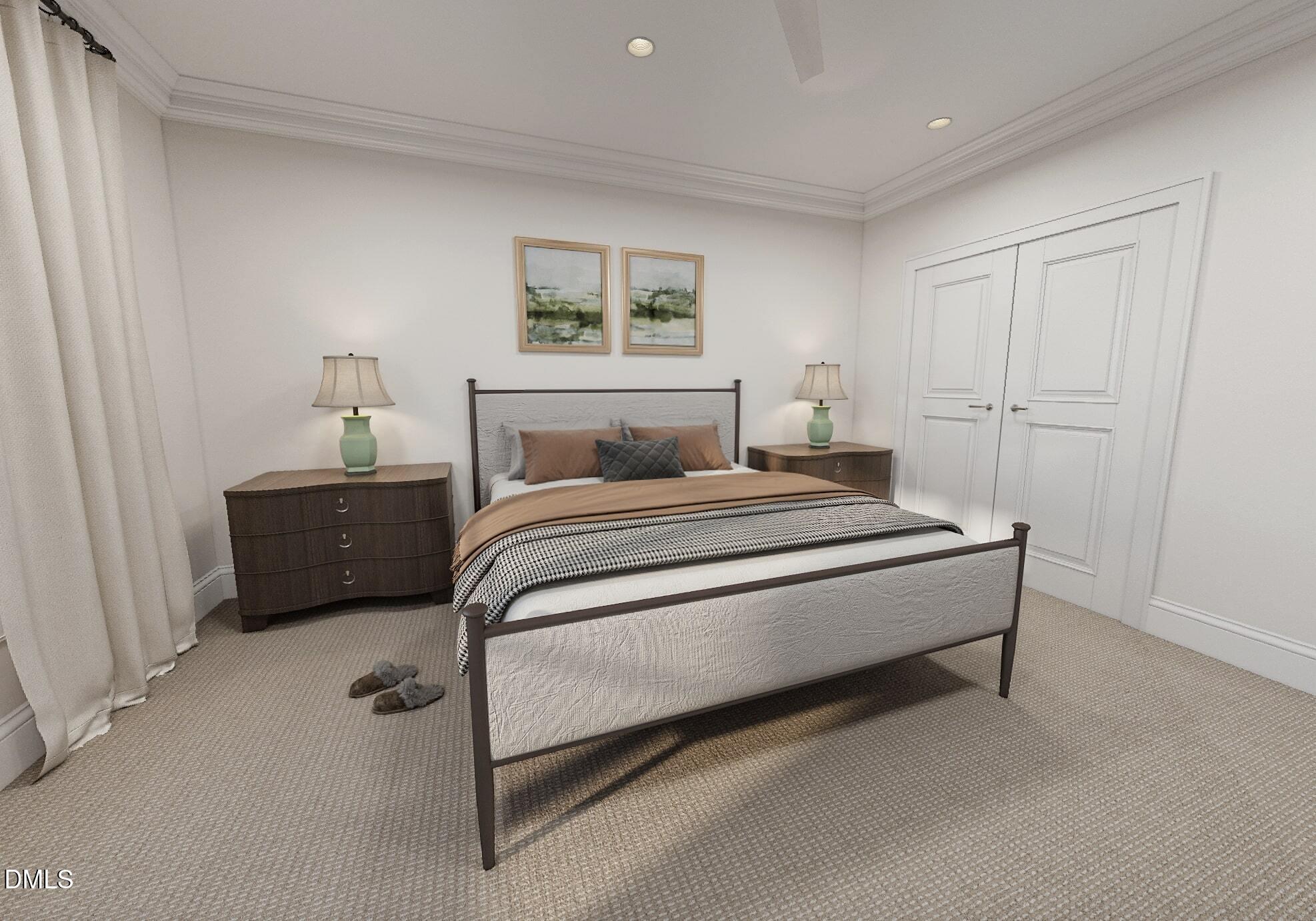 2301 Grant Avenue Raleigh, NC 27608 - Photo 7 of 16 a bedroom with a bed and a painting on the wall