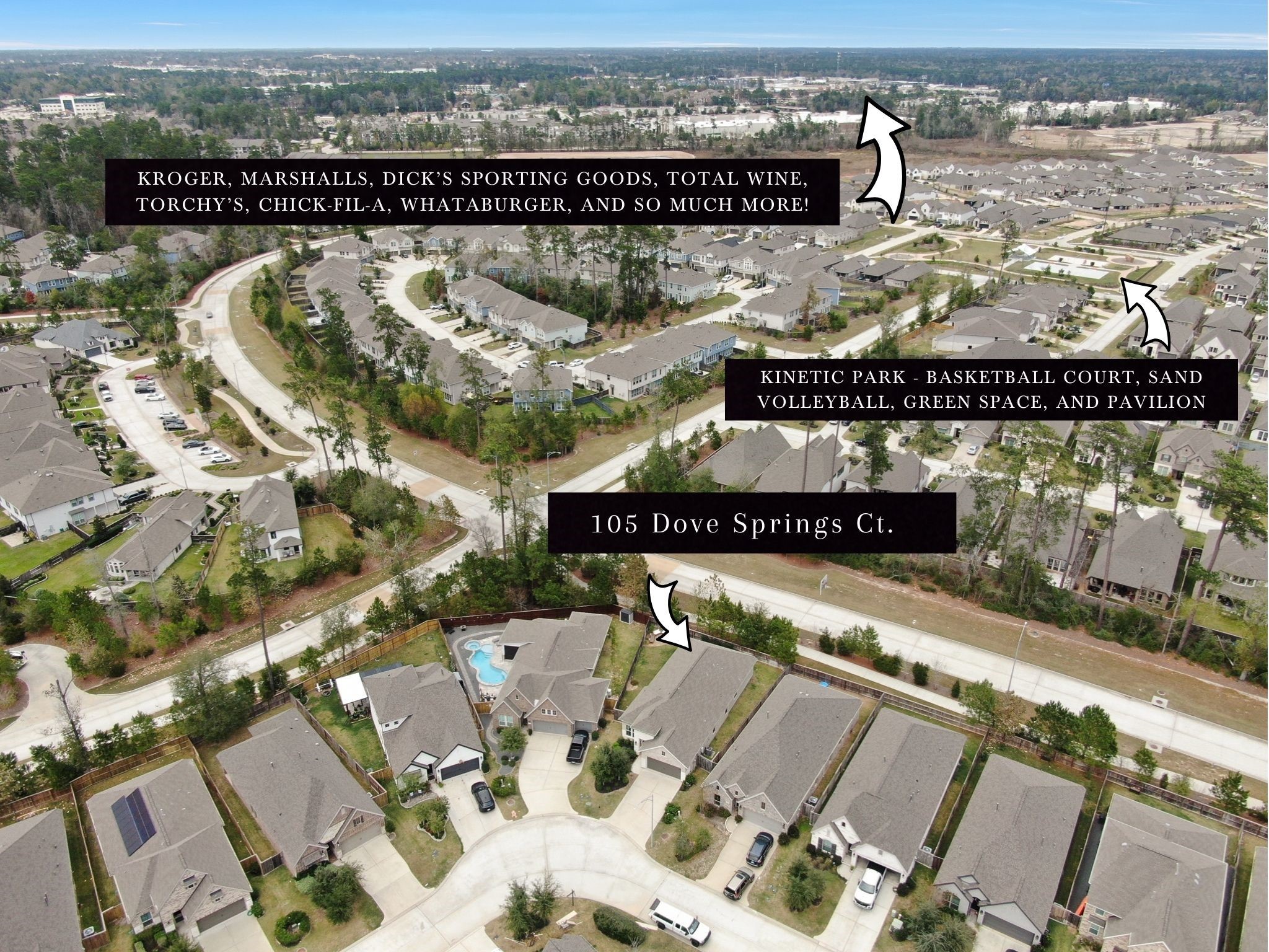 105 Dove Springs Court Conroe, TX 77304 - Photo 44 of 49 a view of a swimming pool with furniture