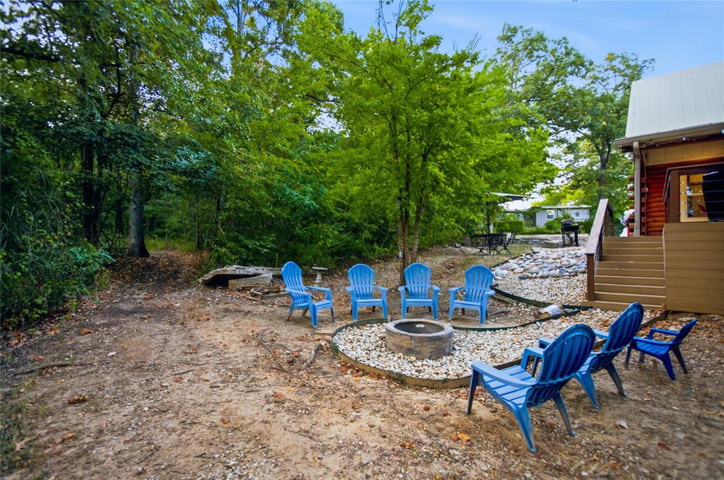 The fire pit below the deck