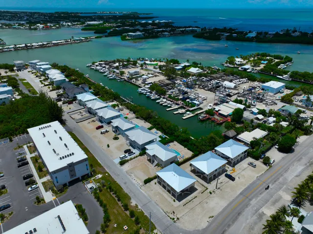 an aerial view of a house with outdoor space and lake view
