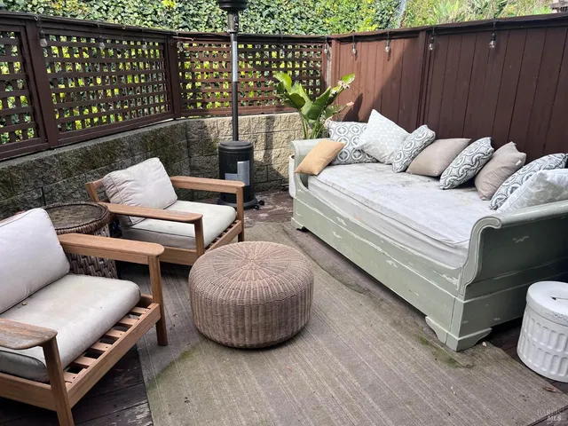 a outdoor living room with furniture