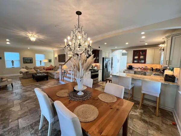 a view of a dining room and livingroom view