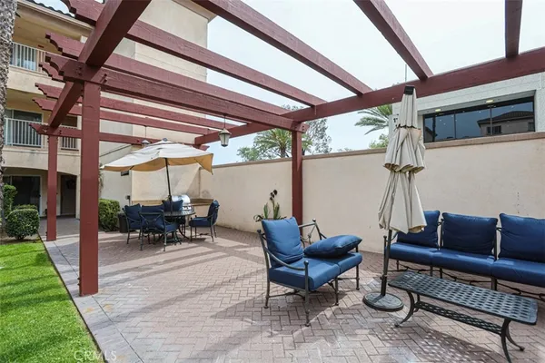 a view of outdoor space with seating