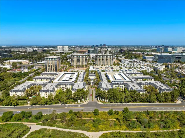 a view of street with tall buildings