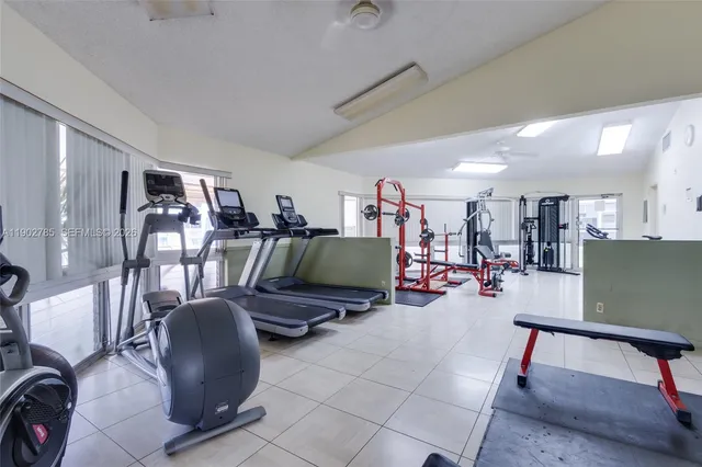 a view of a room with gym equipment