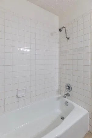 a bathroom with a bathtub