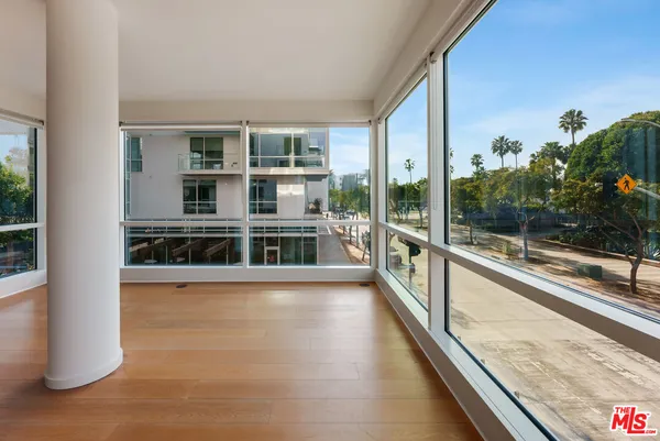 a view of a building from a balcony