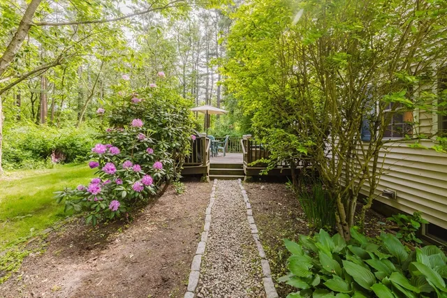 a view of a pathway with a yard