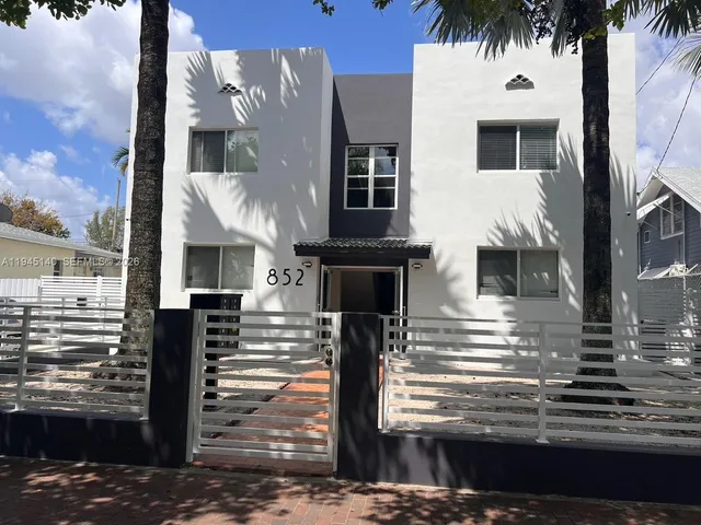 a front view of a building with street