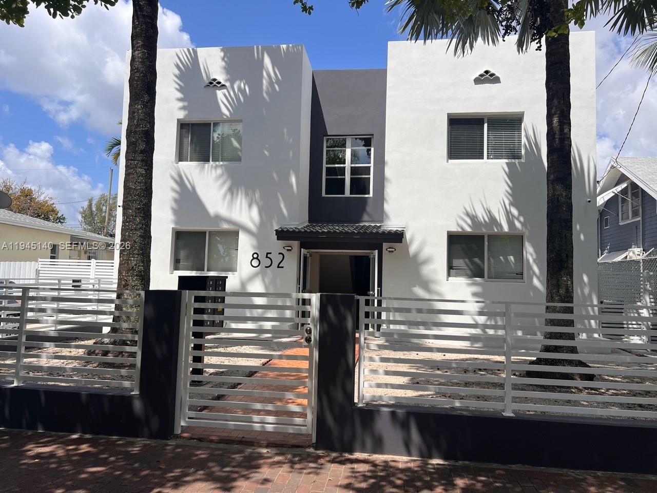 a front view of a building with street