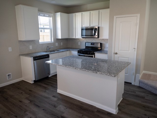 2533 Sturgeon Way Conroe, TX 77384 - Photo 7 of 30 a kitchen with kitchen island granite countertop a sink cabinets and wooden floor