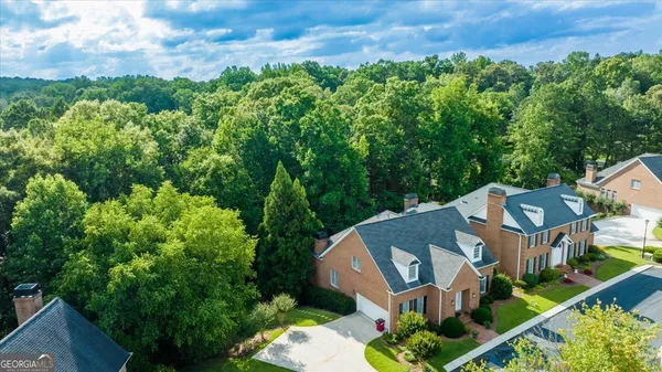 an aerial view of a house