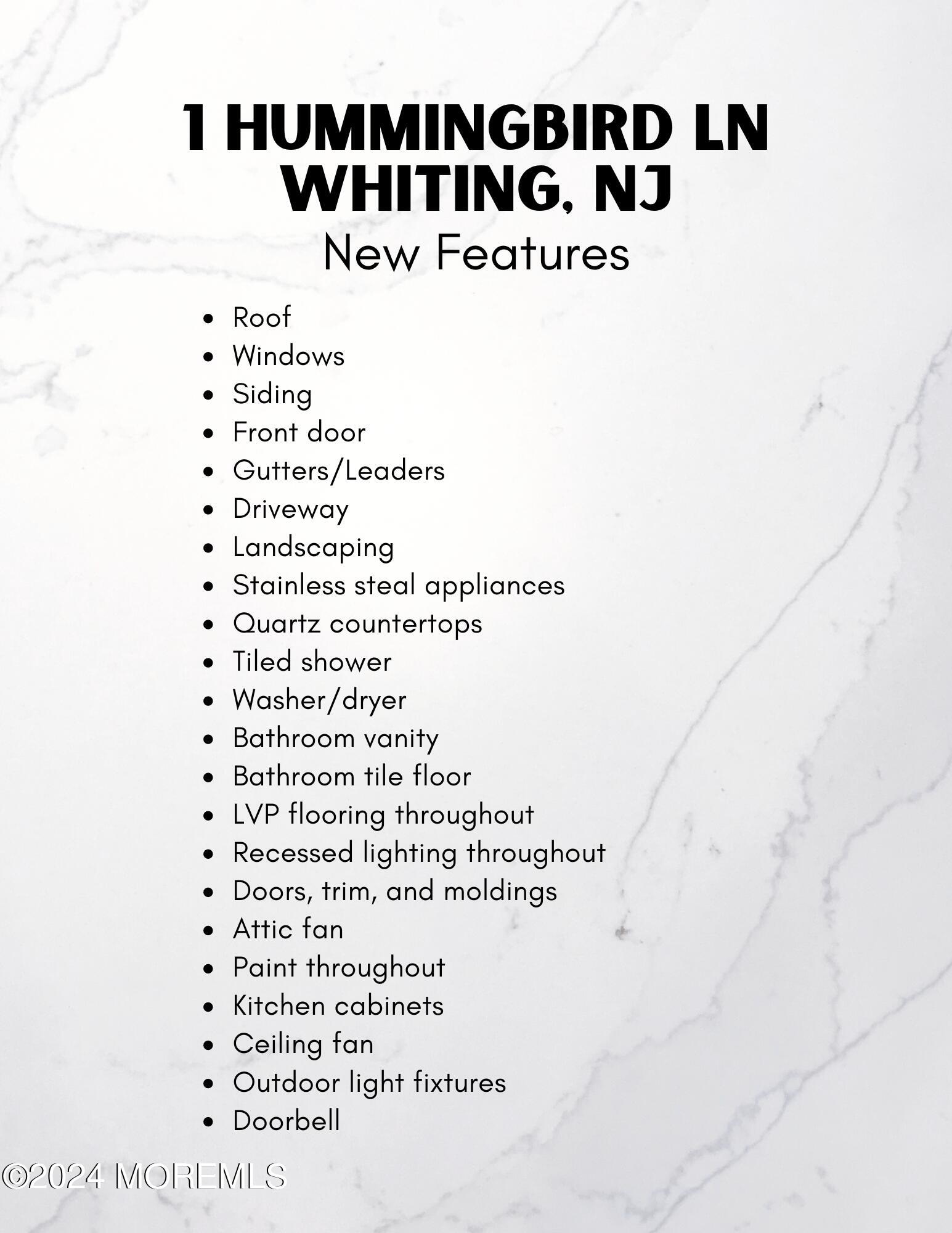 1 Hummingbird Lane Whiting, NJ 08759 - Photo 2 of 32 1 Hummingbird Features Sheet (1)