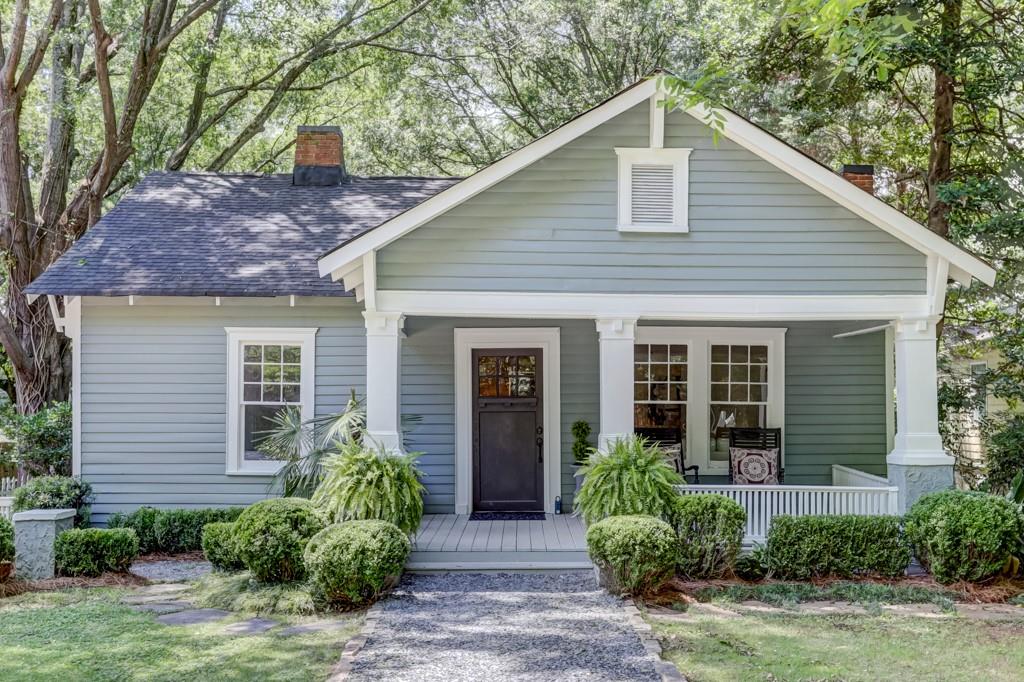 Adorable 2B/2BA historic 1920s craftsman in perfect Smyrna spot! Updated kitchen w/beautiful cabinetry + granite counters + stainless steel appliances. Comfortable living room w/decorative fireplace & wonderful natural lighting. Separate dining room w/views to kitchen & living room. Impressive master-on-main w/decorative fireplace & fabulous built-in shelving. Lovely bathrooms w/fabulous tiling + fixtures & jetted tub. Gorgeous hardwoods throughout. Convenient laundry area. Charming, covered front porch & spacious, fenced backyard + deck + storage shed. Truly a gem!