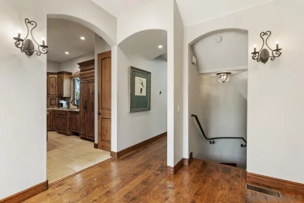 a bedroom with a bed and a view living room
