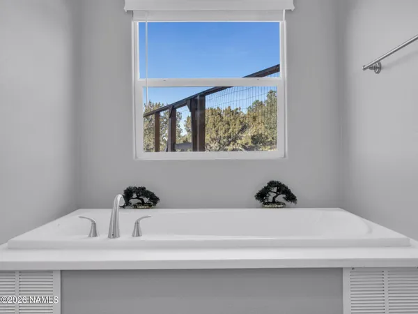 a bathroom with a bathtub