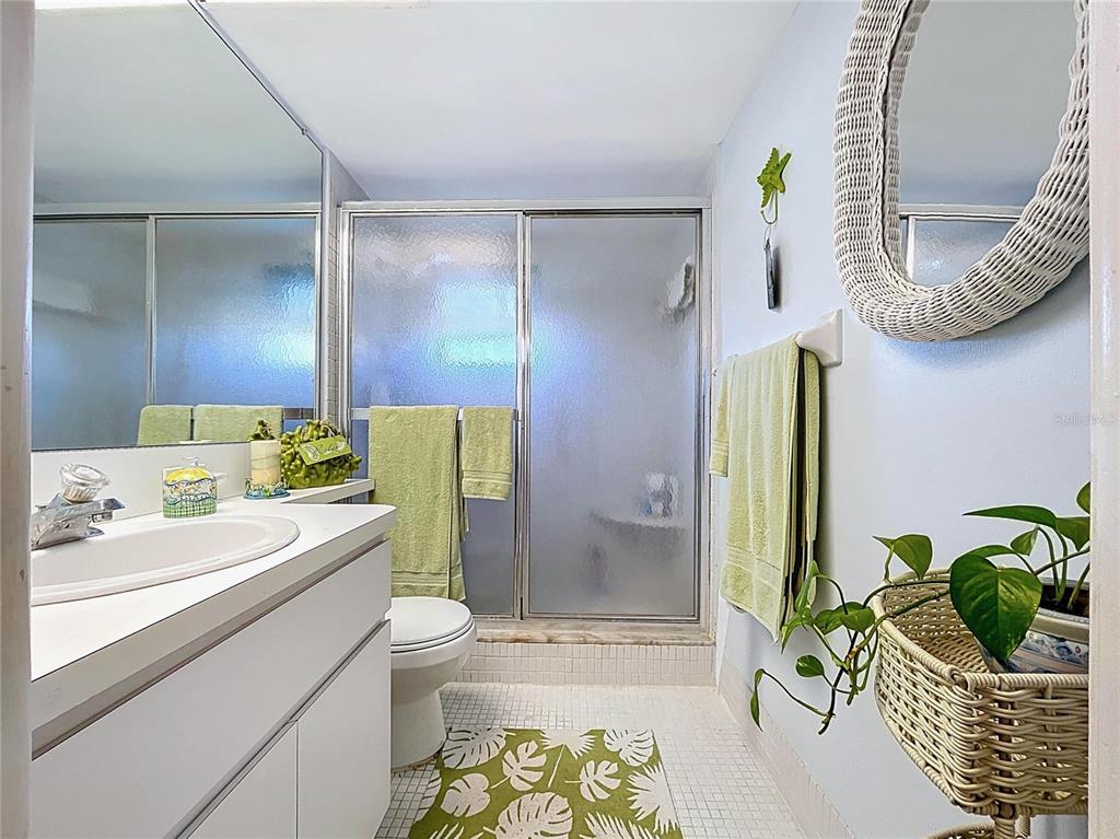 4650 Cove Circle, Unit 209 St. Petersburg, FL 33708 - Photo 19 of 54 a bathroom with a sink a toilet and shower