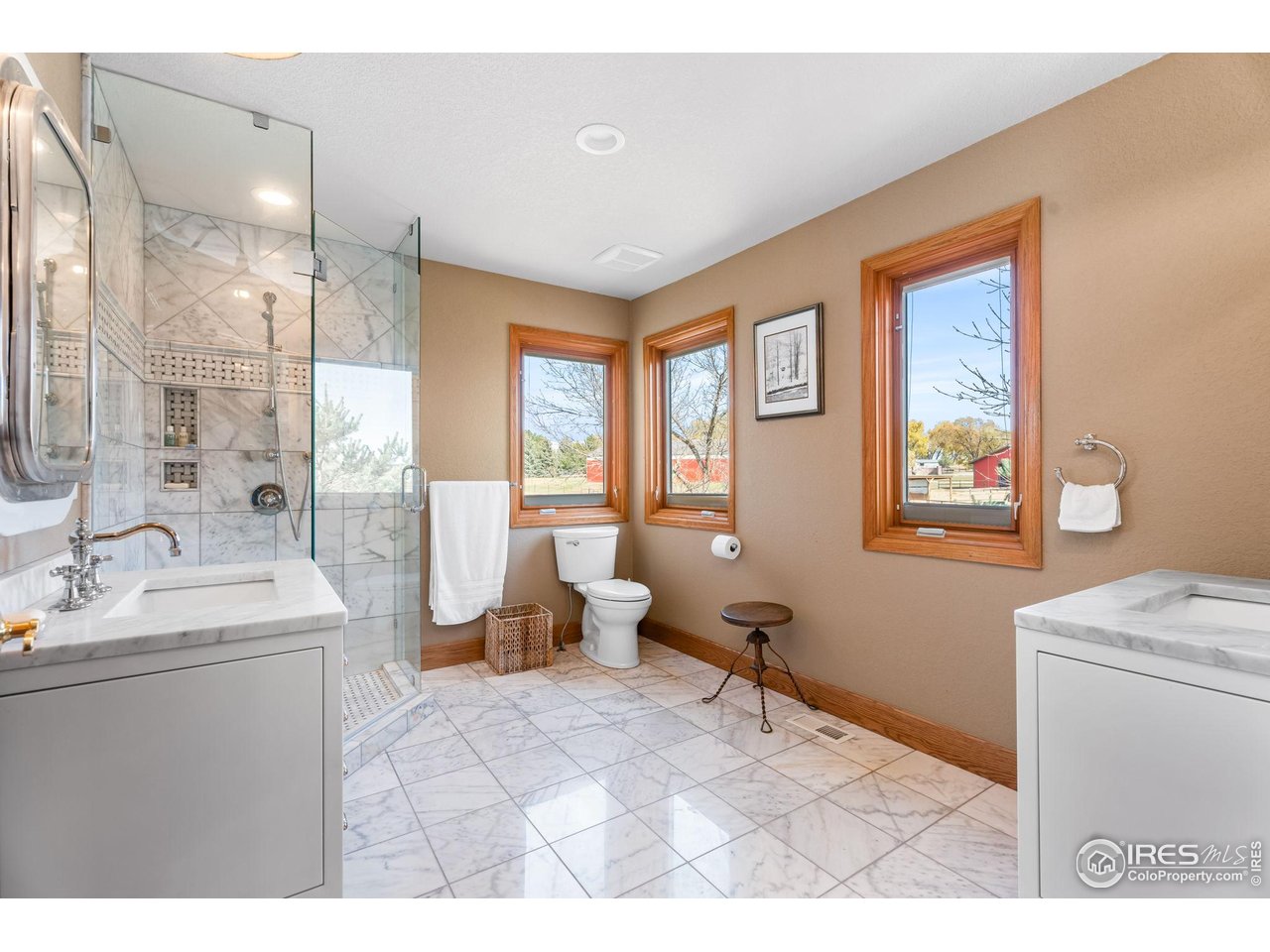 12625 Vermillion Road Longmont, CO 80504 - Photo 36 of 50 a spacious bathroom with a toilet sink and mirror