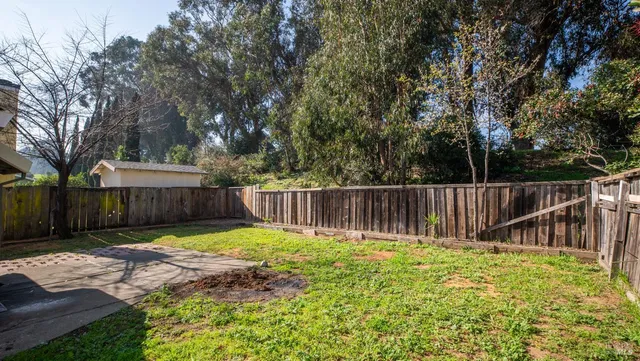 a view of a back yard of the house