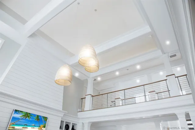 a view of a lake with a garden