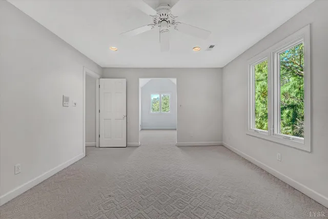 a view of porch with wooden floor