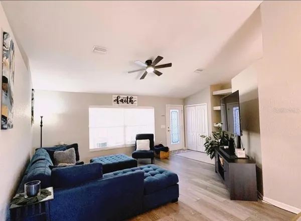 a living room with furniture