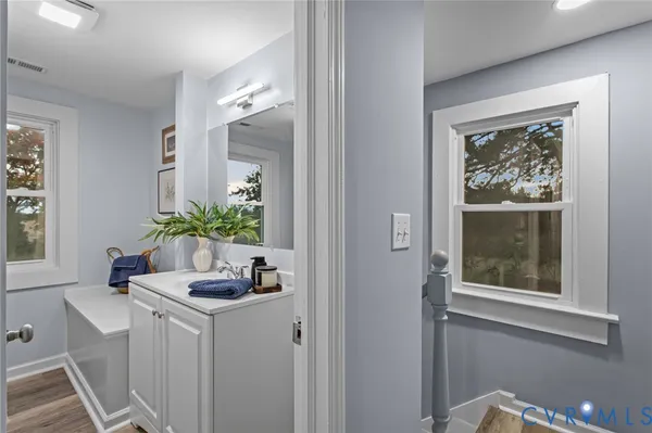 a dining room with a window
