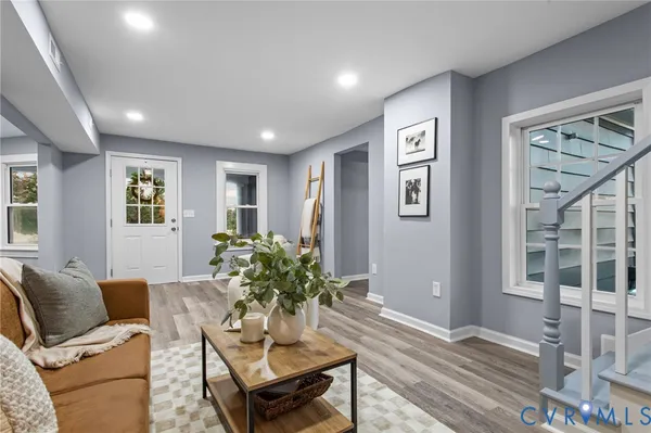 a living room with furniture