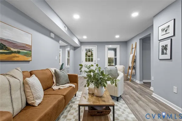 a living room with furniture