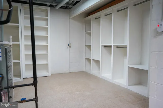 a view of an empty walk in closet