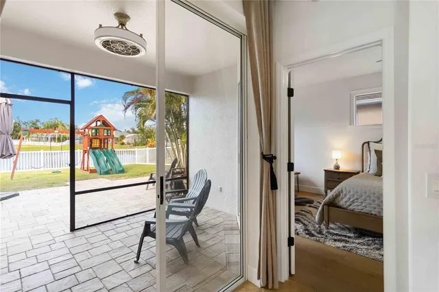 a view of a garage with storage