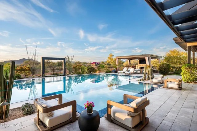 a front view of a house having patio