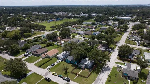 an aerial view of a house