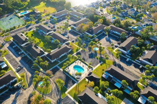 an aerial view of multiple house