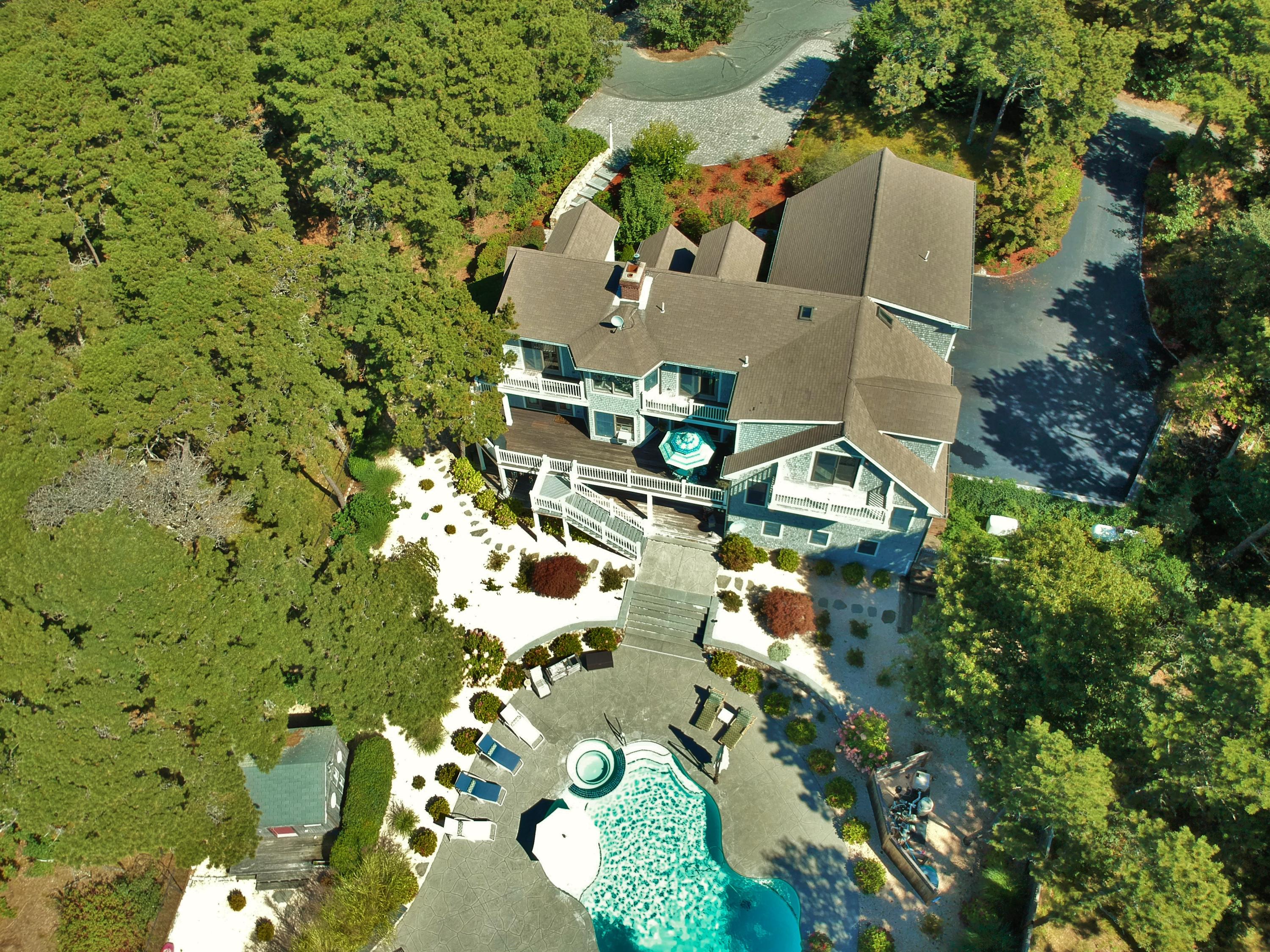 50 Major Doane Road Wellfleet, MA 02667 - Photo 61 of 91 an aerial view of residential house with outdoor space and trees all around
