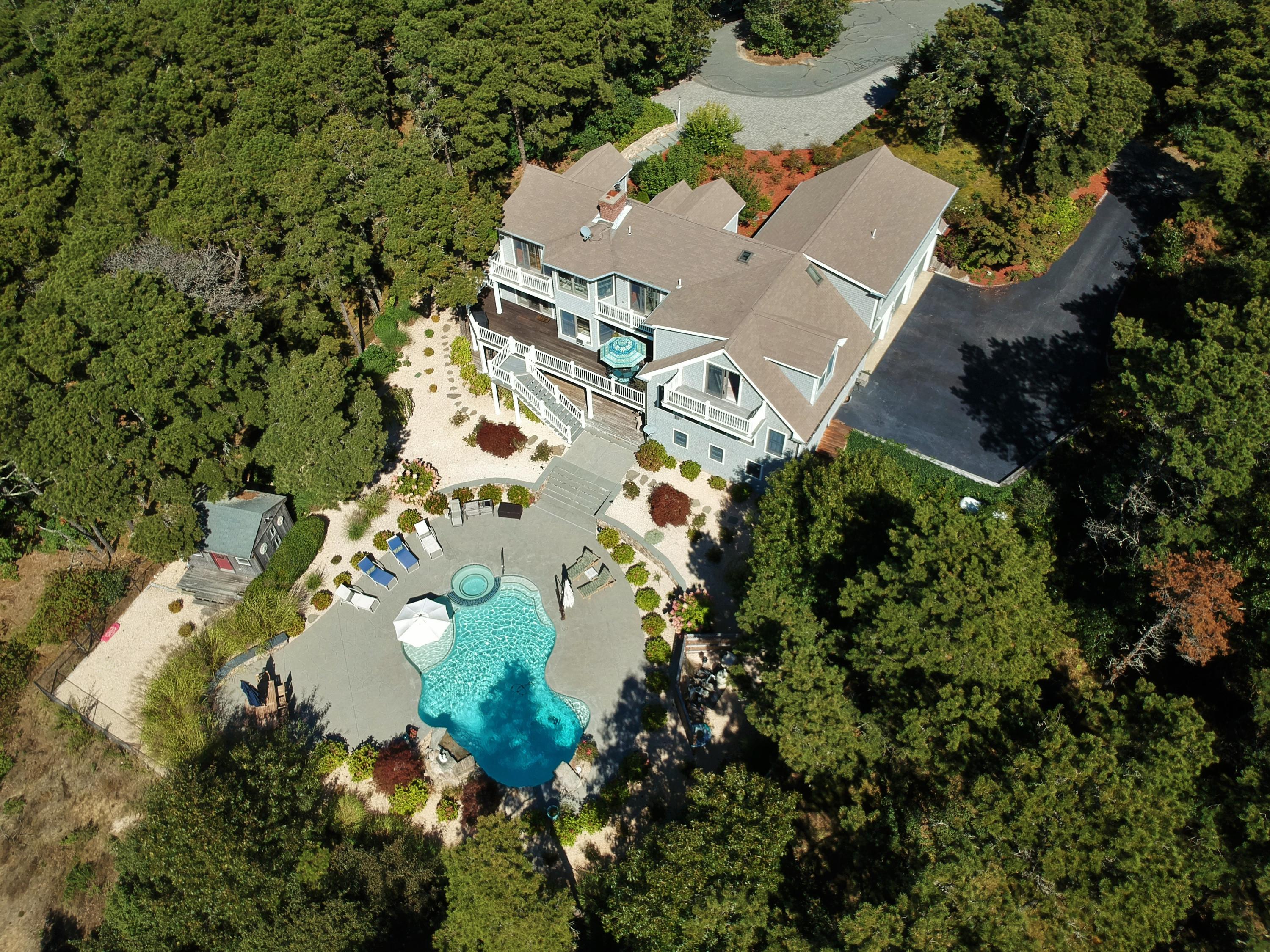 50 Major Doane Road Wellfleet, MA 02667 - Photo 74 of 91 an aerial view of residential house with outdoor space and trees all around