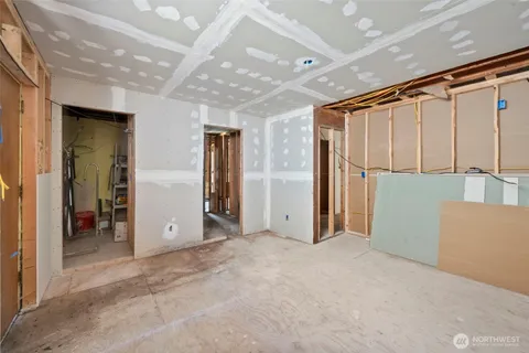 a view of a room with racks on the wall