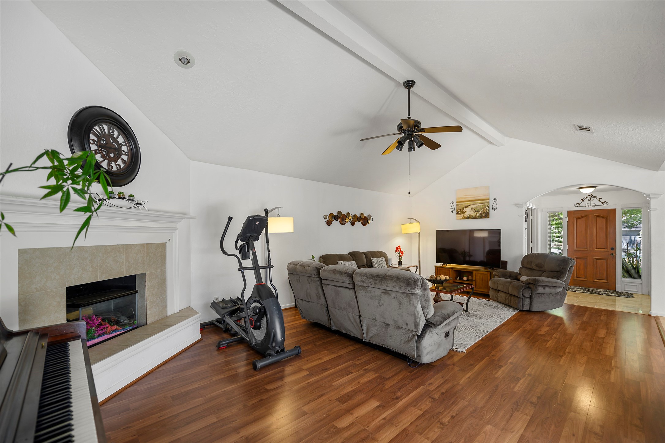 6815 River Mill Drive Spring, TX 77379 - Photo 15 of 33 a living room with furniture and a fireplace